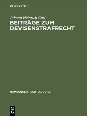 cover image of Beiträge zum Devisenstrafrecht